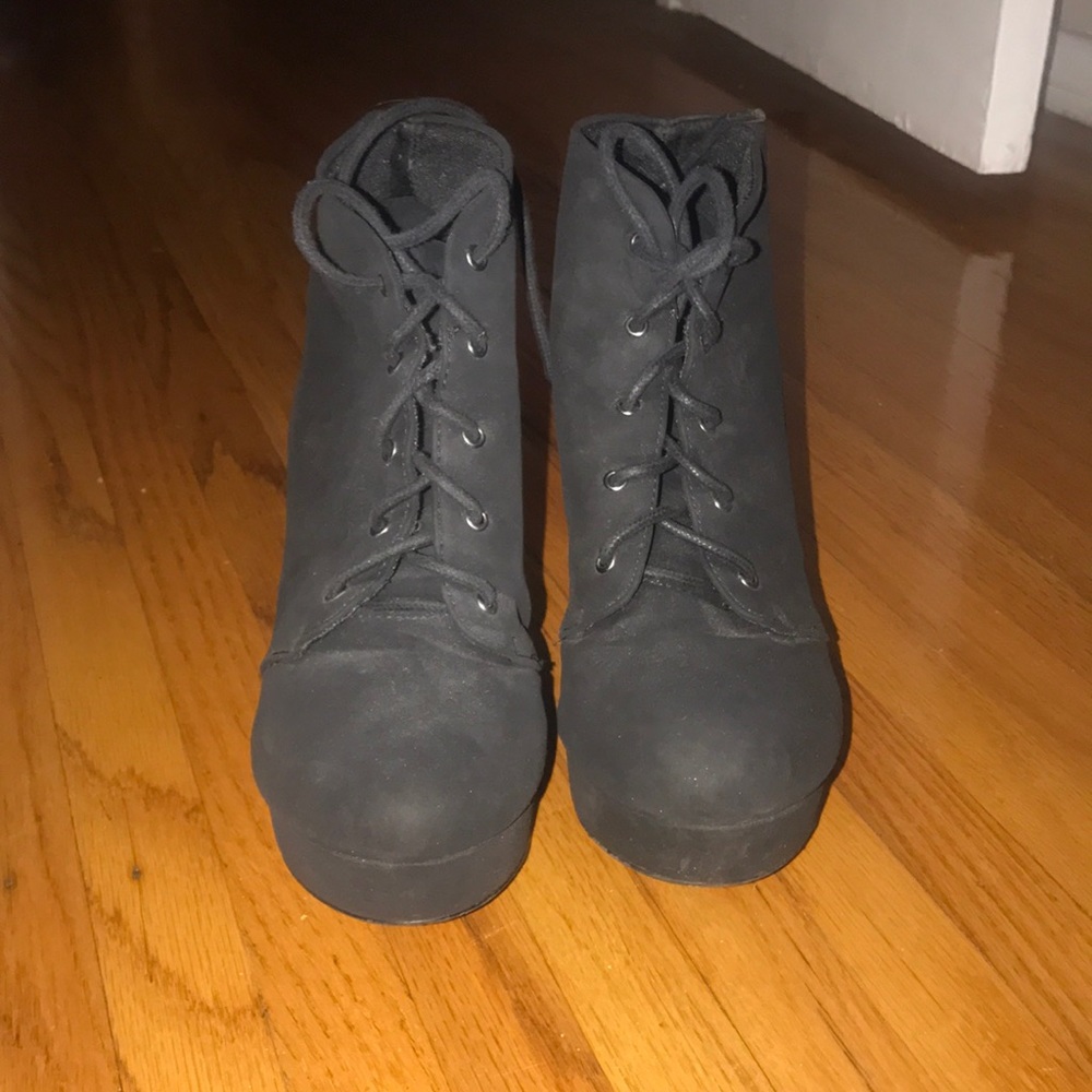 Black Platform Heel Booties